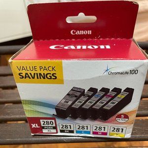 Canon PGI-280XL/CLI-281 5 Color Pack Compatible to TR8520, TR7520, TS9120 Series